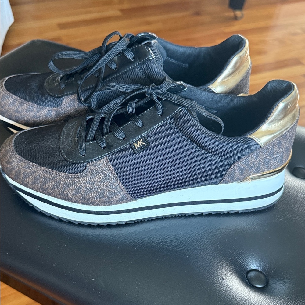 Michael Kors Black and Gold Women's Sneakers